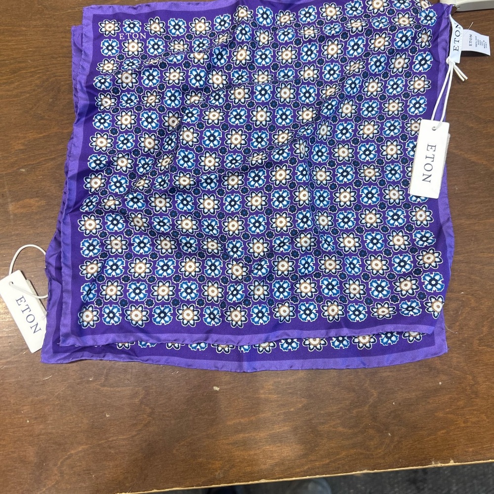 Eton Blue and Purple Floral Pocket Square